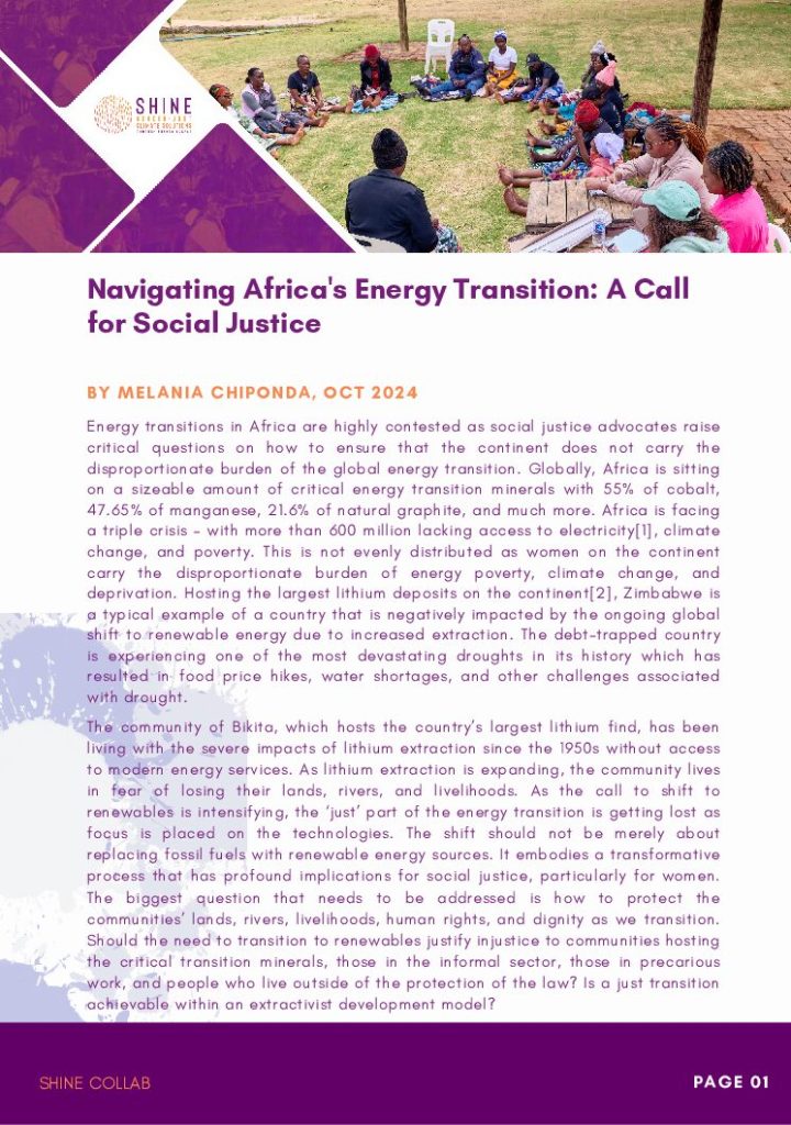 Navigating Africa's Energy Transition: A call for social Justice